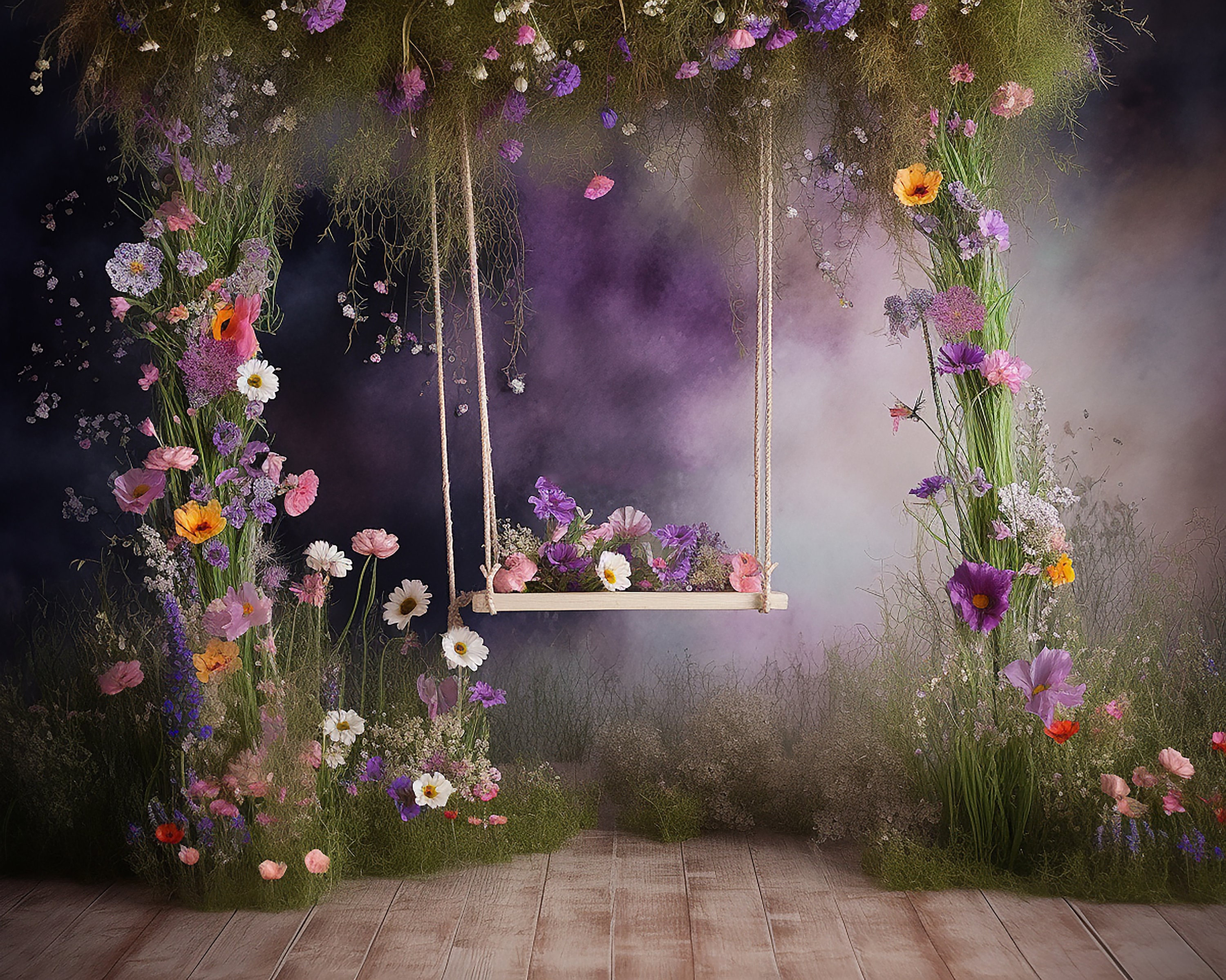 11 Branch Swing Digital Background, Newborn Baby Swing, Dark Brown