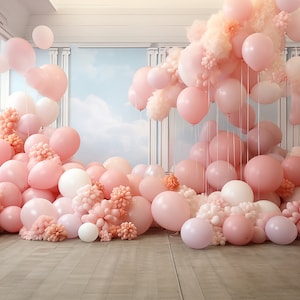 5 pastel Balloon room Digital Backdrops, Photo Overlays,Photoshop overlays, cake smash, Photography Digital Background