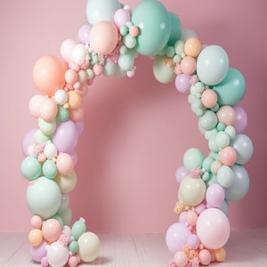 24 pastel Balloon Arch Digital Backdrops, Photo Overlays,Photoshop overlays, cake smash , Photography Digital Background