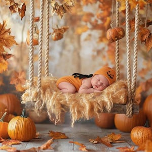 3 Newborn pumpkin Digital Swing Background , halloween theme  newborn digital backdrop,  photoshop overlay, fine art, dog swing for photos
