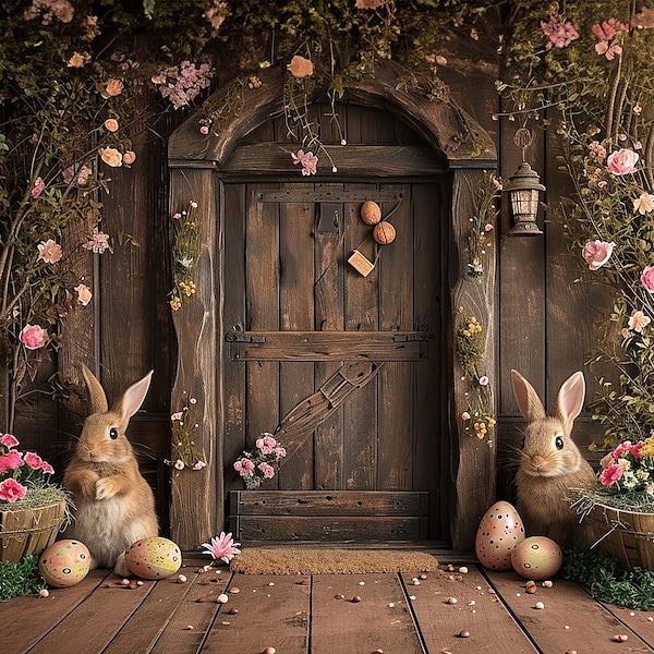 5 Easter Door Digital Backdrops, Easter Photo Props, Spring Photo Digital Background, Studio Backdrop Easter,kids easter backdrop