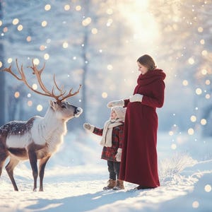 reindeer backdrop for christmas photos, winter backdrop , reindeer magic backdrop , photoshop overlay for christmas