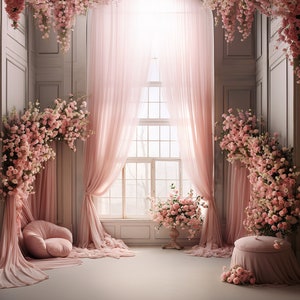 5 romantische Zimmerkulissen, Hochzeitskulisse, Schwangerschaftskulisse, Fine Art Texturen, florales rosa Zimmer, Photoshop-Overlays,