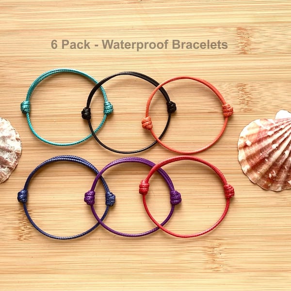 6 Pack Surfer Waxed Bracelets / Waterproof Adjustable Bracelets / Beach Bracelets / Waxed Bracelets / Ocean Bracelets / Minimalist Bracelets