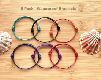 6 Pack Surfer Waxed Bracelets / Waterproof Adjustable Bracelets / Beach Bracelets / Waxed Bracelets / Ocean Bracelets / Minimalist Bracelets