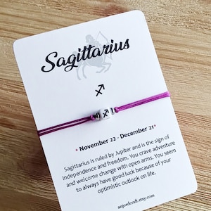 Sagittarius Zodiac Sign Bracelet, Zodiac Bracelet, Sagittarius Bracelet, Birth Sign Bracelet, Astrology Bracelet, Birthday Card, Zodiac Card