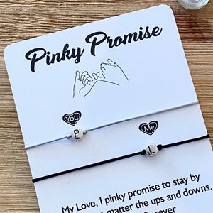 Pinky Promise Bracelet, Couples Initials Bracelet, Boyfriend Girlfriend Bracelet, Valentines Gift, His Hers Bracelet, Couples Bracelet Set