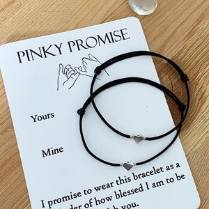 Pinky Promise Wish Bracelet, Couples Heart Bracelet, Boyfriend Girlfriend Bracelet, Couples Gift, His Hers Bracelet, Couples Bracelet Set
