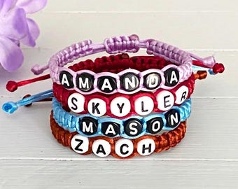 Name Bracelet, Personalized Bracelet, Custom Name Bracelet, Name Cord Bracelet, Friendship Bracelet, Letter Bracelet, Macrame Bracelet