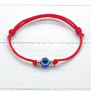 Red String Evil Eye Bracelet - Red String of Fate - Good Luck Bracelet - Protection Bracelet - Kabbalah Red String Bracelet - Tibetan Band