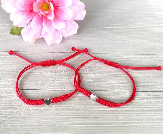 Lucky Red String Bracelet Heart Charm Bracelet Adjustable Kabbalah Bracelet Friendship Jewelry Decor Gift For Women Men