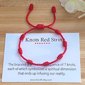 7 Knots Red String Bracelet, Kabbalah Bracelet, Good Luck Bracelet, Protection Bracelet, Red String of Fate Bracelet, Evil Eye Protection