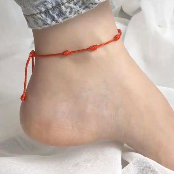 7 Knots Red String Anklet, Kabbalah Bracelet, Good Luck Bracelet, Protection Bracelet, Red String of Fate Bracelet, Healing Bracelet