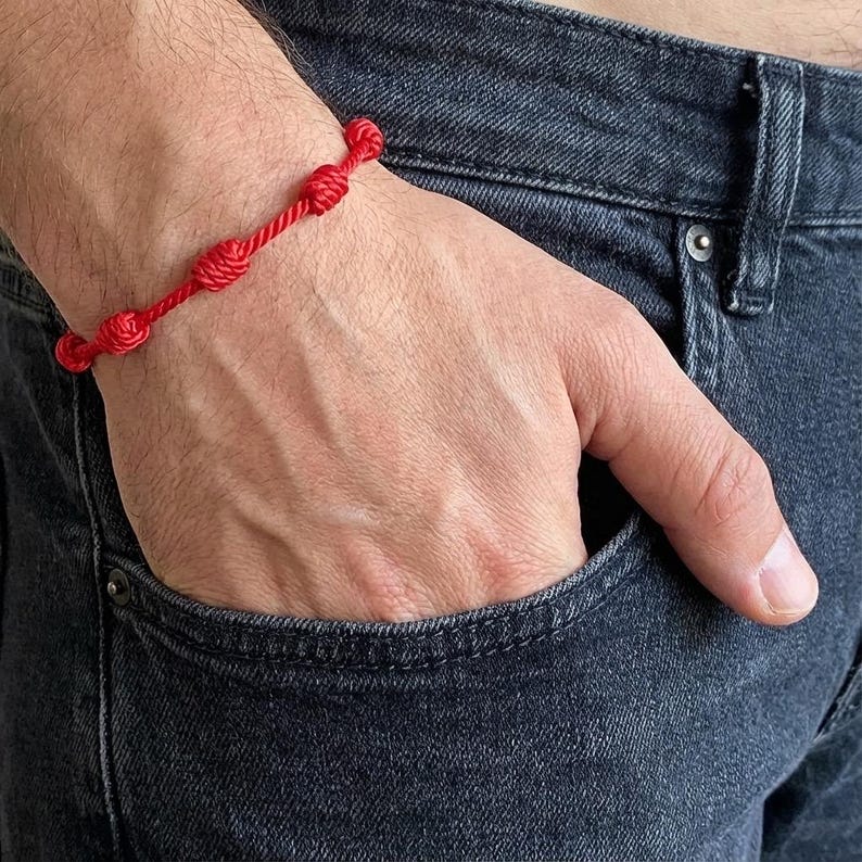 7 Knots Red String Bracelet, Kabbalah Bracelet, Good Luck Bracelet, Protection Bracelet, Red String of Fate Bracelet, Evil Eye Protection afbeelding 2