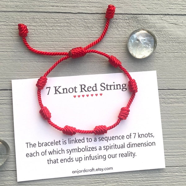 7 Knots Red String Bracelet, Kabbalah Bracelet, Good Luck Bracelet, Protection Bracelet, Red String of Fate Bracelet, Evil Eye Protection