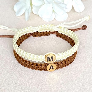 Couples Initial Bracelet, Engraved Bracelet, Personalized Bracelet, His Hers Gift, Friendship Bracelet, Valentine&#39;s Day Gift, Bead Bracelet