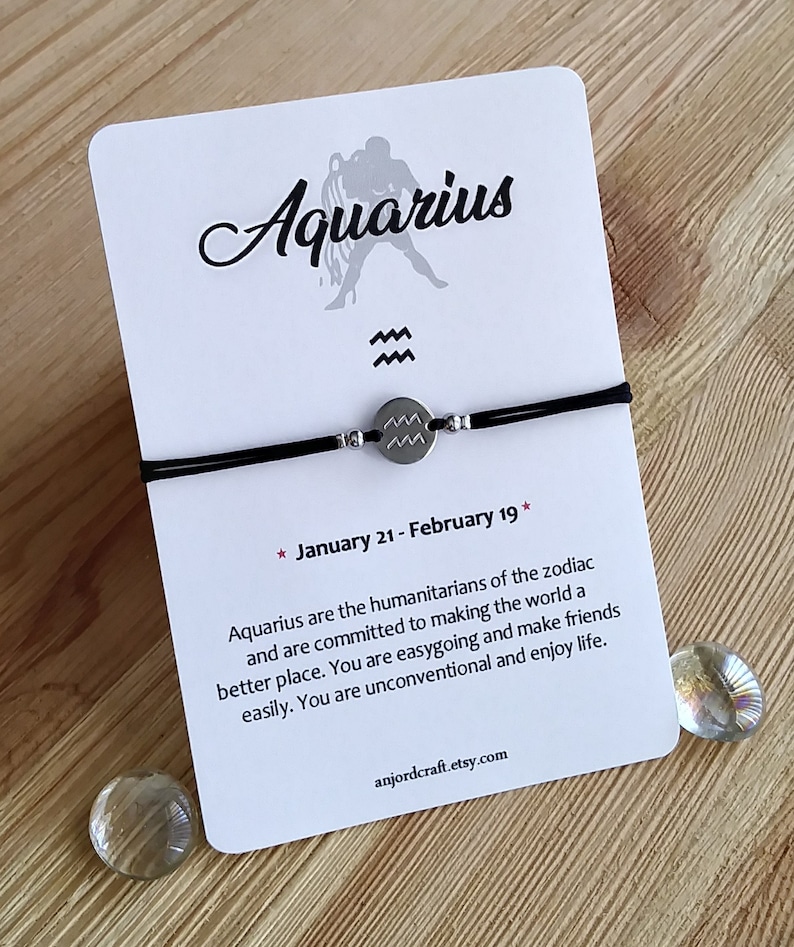 Aquarius Zodiac Sign Bracelet Zodiac Bracelet Aquarius Etsy