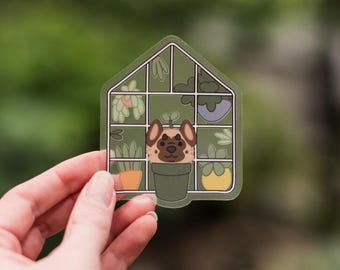 Green House Clear Sticker | German Shepherd Dog Themed