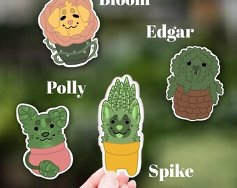 Potted Plant Pups Stickers | Dog Themed Garden