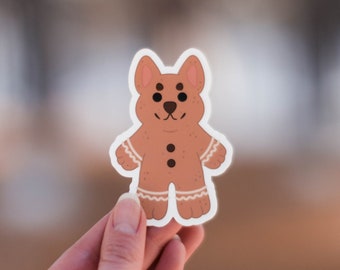 Gingerbread Pup | Gingerbread Man | German Shepherd Sticker | Christmas Cookie