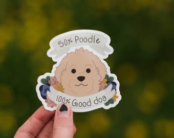 50 poodle, 100 good dog | Doodle | Floral Sticker