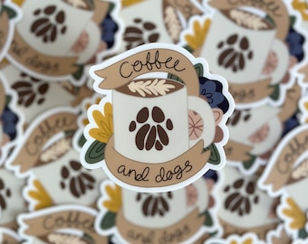 Coffee and Dogs Floral Sticker - Latte - Coffee Beans - Paw Print - Florals