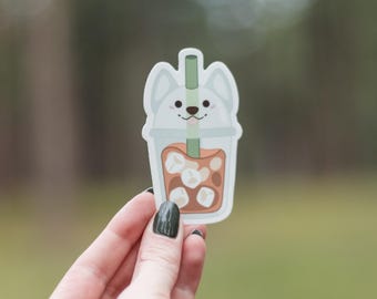 Ice Latte Pup Sticker | Coffee Dog | Coffee Animal | Drink Creation