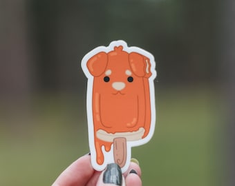 Orange Popsicle Pup Sticker: Adventure Proof Vinyl Dog Decal