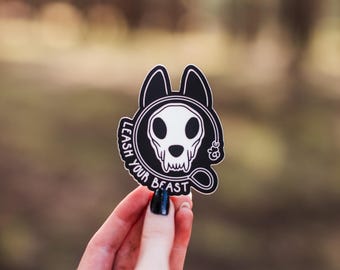Leash Your Beast | Dog Skull Sticker