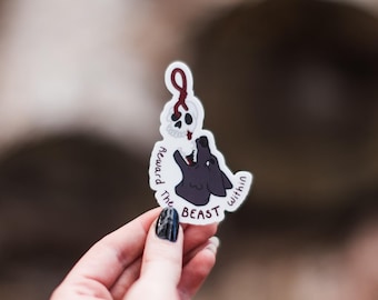 Reward The Beast Within | Skull Ball Tug Dog Sticker