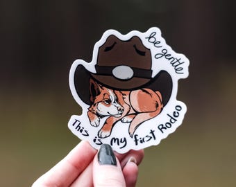 Be Gentle | This Is My First Rodeo | Cattle Dog Sticker | Cowboy | Wild West