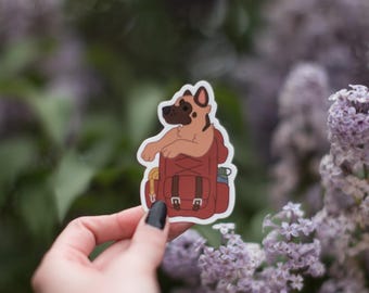German Shepherd Back Pack Pup Sticker