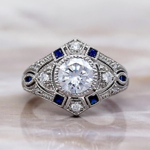 2.00Ct White Round Cut Diamond Engagement Ring | Art Deco Engagement Ring | 925 Silver Ring | Vintage Round Cut Diamond Ring | Gift For Her