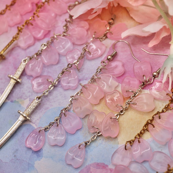 Cherry Blossom Earrings | Japanese Sakura and Katana Inspired Jewellery | CLIP ONS AVAILABLE