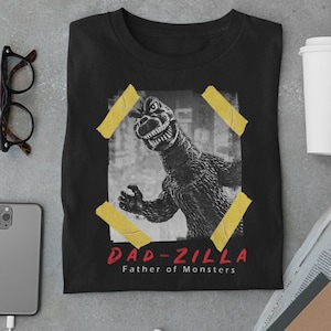 Dad-Zilla Shirt Black Father T-Shirt lustiges Vatertag Shirt mit Godzilla Print Godzilla Shirt Kaiju Shirt