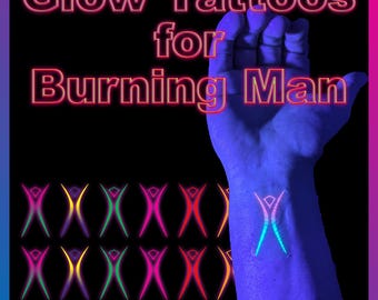 UV Schwarzlicht Reaktiv Glow in the Dark Party Tattoos - Burning Man Tattoos - Fluoreszierende Neon temporäre Tattoos - Festival Rave Tattoo