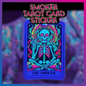 Carte de tarot autocollant I Sticker fumeur I Sticker grotte trip I Art psychodélique I Sticker phosphorescent I Art lumière noire I Vinyle cannabis