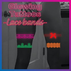 Kinky Lace Band Temporary Tattoo I Intimate Sexy Tattoo I Glow in the dark I Valentines Day Gift I Blacklight lace tattoo I Bow tie tattoo