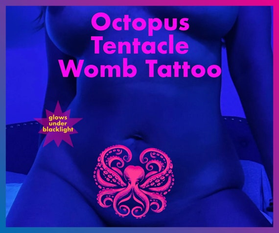 Hentai Tentacle Womb Tattoos - UV blacklight reactive Neon Glow Tattoos - Sigil Tattoos - Fluorescent neon temporary tattoos - NSFW tattoos