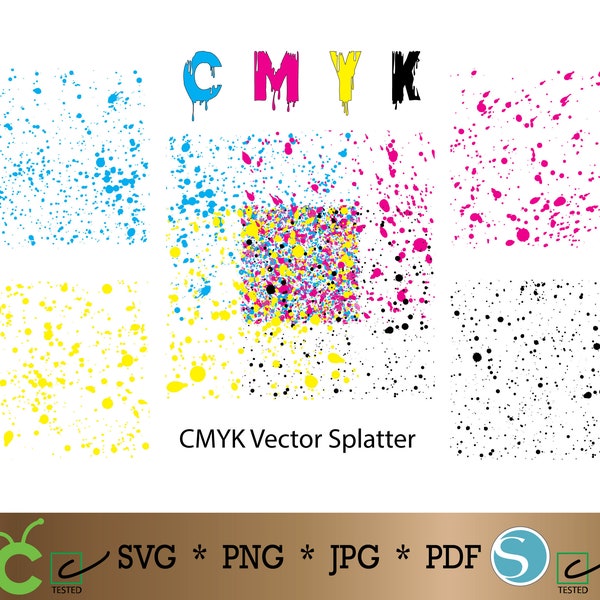 Cmyk Vector Splatter SVG Digital Download, Color Background, Abstract Splatter, paint splatter, CMYC Splatter, paint splash, ink splatter.
