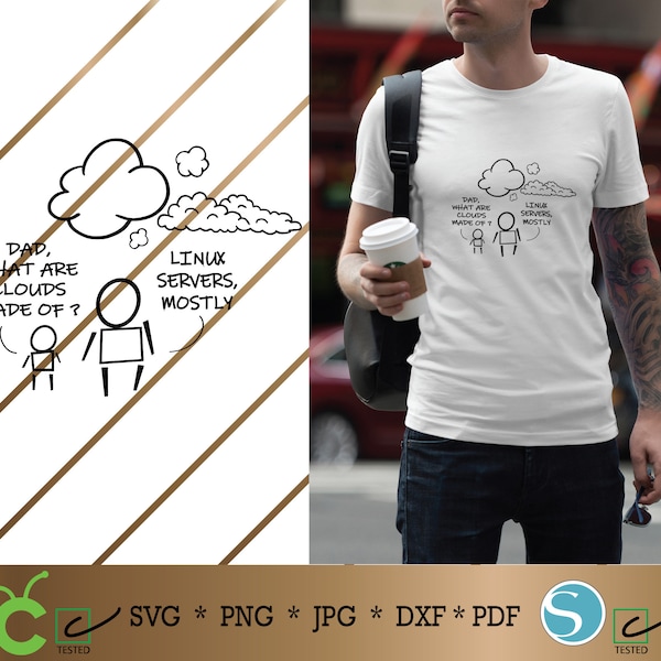 Linux SVG Digital Download, Linux Server svg, T Shirt svg, Network Clouds svg, Linux cricut,  dxf cut file, funny tale design, svg cut file.