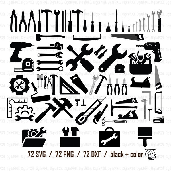 TOOLS  SVG Digital Download, Mechanical Tools DXF, Tools Silhouette, Tools Cricut, Tools Svg Cut file, hand tool svg, tool png, handyman svg