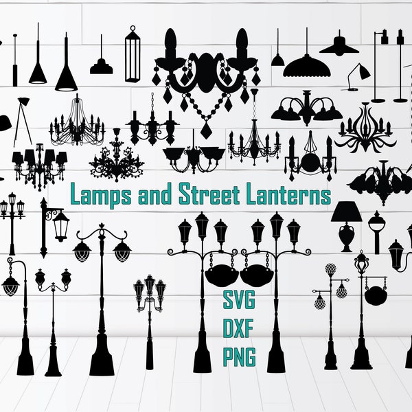 Lamp SVG Digital Download, Street lanterns svg, Lanterns cricut, lamp silhouette, Lamp DXF, lamp Cricut, Svg Cut file, Lanterns silhouette.