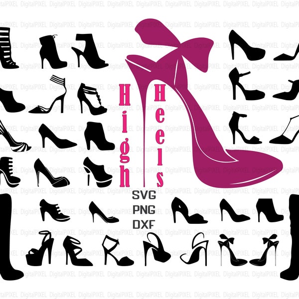 High heels svg Digital Download, woman shoes svg, Heels Silhouette, high heel shoe svg, Heels Svg Cut file, Heels Cricut, High heels DXF.