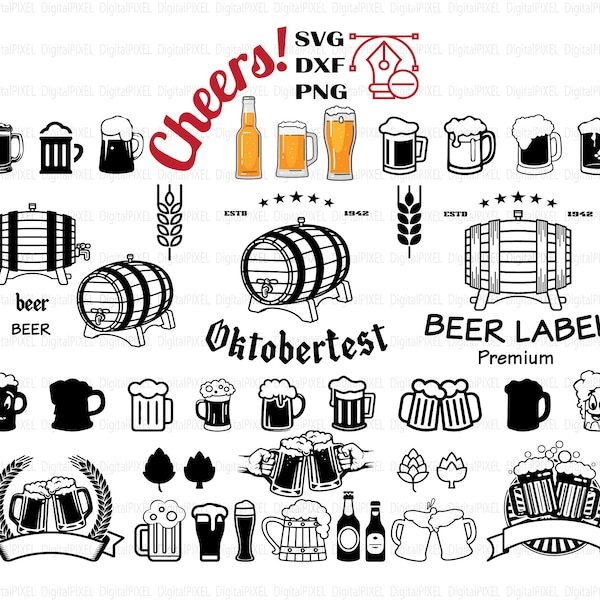 BEER SVG, beer mug svg, beer bottle svg, beer glass svg, beer silhouette, Beer MUG silhouette, Beer cut file, beer cricut, oktoberfest svg