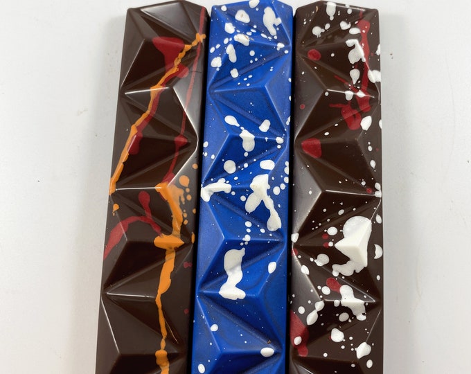 Dark Chocolate Bars with bon bon fillings. Pack of 3 Bars. Gluten Free Candy Bar. Truffle Chocolate Bars. Weddings or corporate gifts