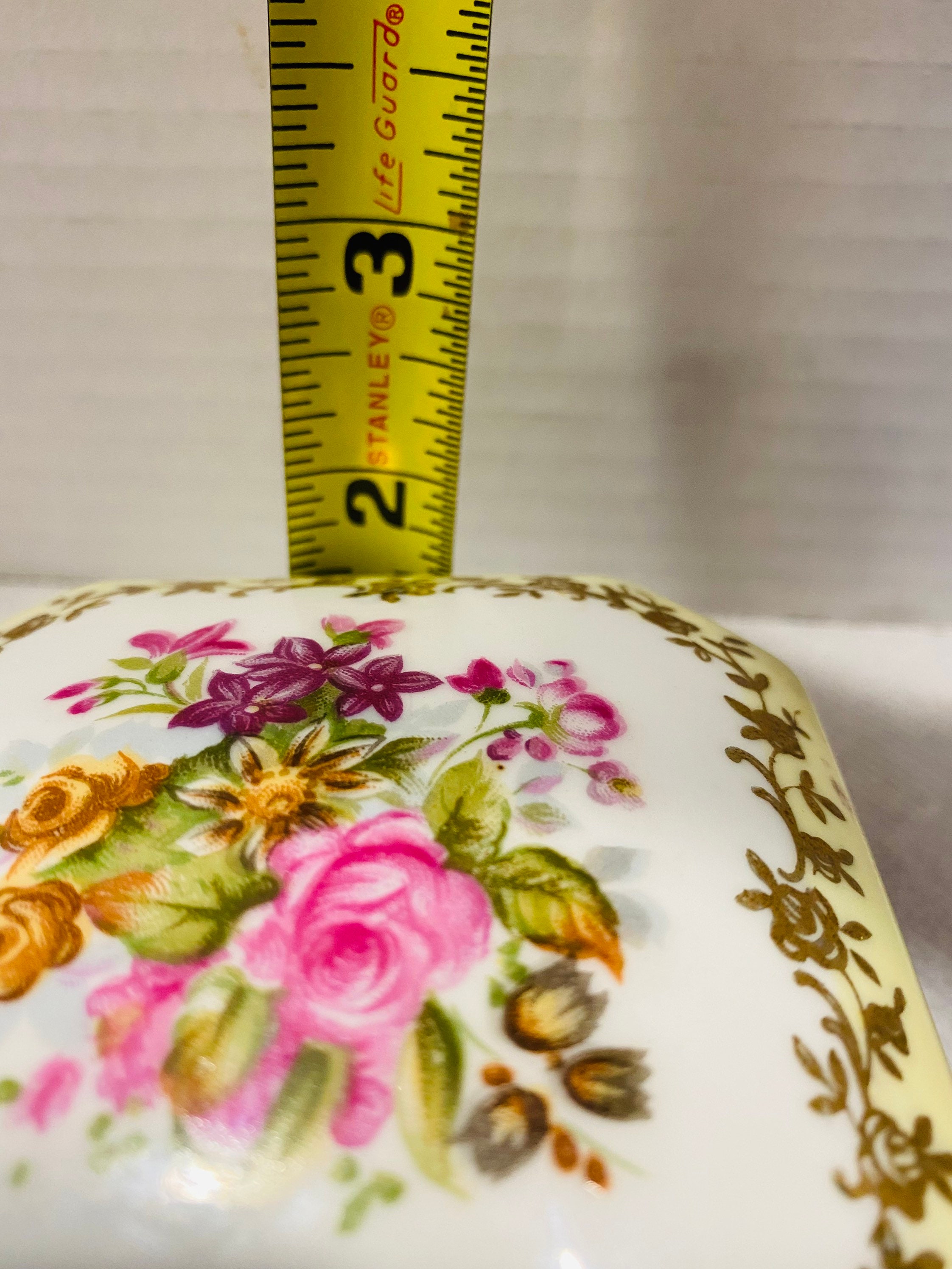 Vintage Norleans Japan Floral Hinged Jewelry / Trinket Box With Label Etsy