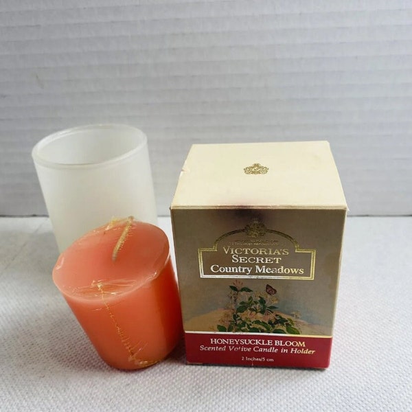 Vintage Victoria Secret Candle Honeysuckle Bloom Scented Votive In Holder Rare