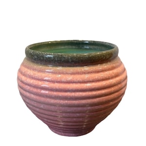 Vaso da fiori Hull Pottery Beehive USA 75-6 Jardiniere, Rosa Turchese Acqua