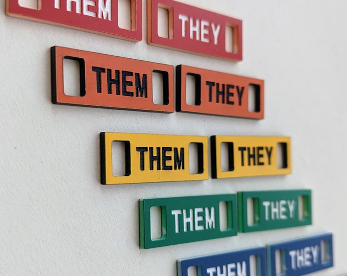 Pronoun Badge, They/them, Ze/zir, She/her, He/him, Coloured Acrylic or ...